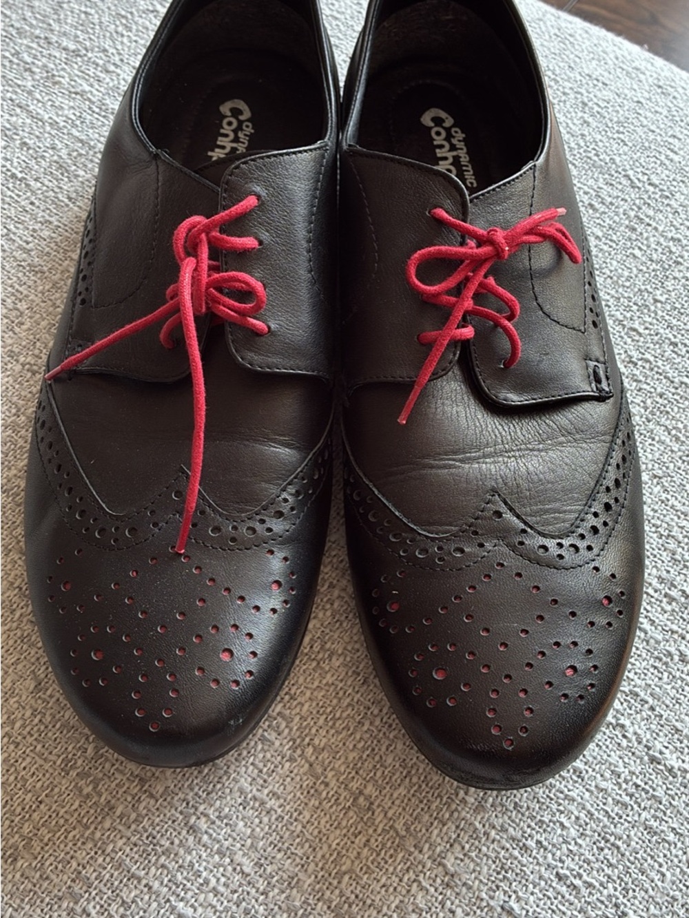 Black Wingtip Oxfords with Red Laces - Men's Dress Shoes
